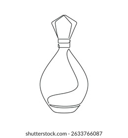 Hand drawn perfume bottle vector. One line continuous drawing. Linear silhouette, minimal icon, beauty fashion print, banner, card, wall art poster, brochure, doodle illustration, fragrance, spray