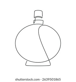 Hand drawn perfume bottle vector. One line continuous drawing. Linear silhouette, minimal icon, beauty fashion print, banner, card, wall art poster, brochure, doodle illustration, fragrance, spray.