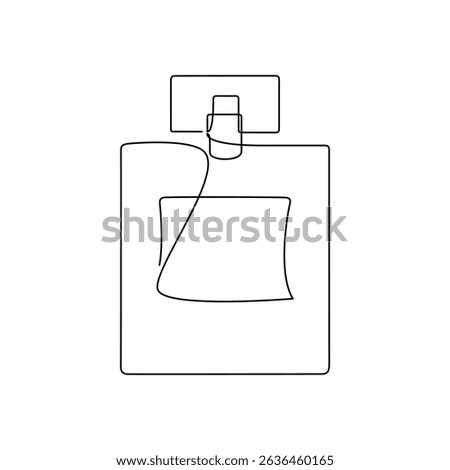 Hand drawn perfume bottle vector. One line continuous drawing. Linear silhouette, minimal icon, beauty fashion print, banner, card, wall art poster, brochure, doodle illustration, fragrance, spray