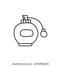 Hand drawn perfume bottles line icons. Glass flasks with perfume Vector illustration
