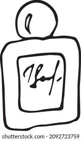 Vector de Perfume dibujado a mano sobre fondo blanco