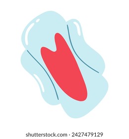 Hand drawn period pad, concept of woman menstrual cycle, feminine hygiene