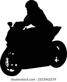 Hand drawn person riding motorcycle silhouette