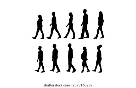 Hand Drawn Person Walking Silhouette Illustration for Design Projects.
