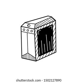 Hand drawn personal computer isolated on a white. Sketch. Vector illustration.