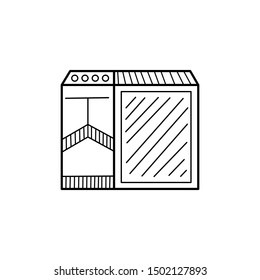 Hand drawn personal computer isolated on a white. Sketch. Vector illustration.