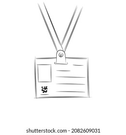 Tarjeta de identificación personal dibujada a mano con código QR aislado en fondo blanco