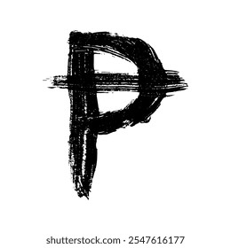 Hand drawn peseta currency symbol. Brush stroke doodle. Single element for design