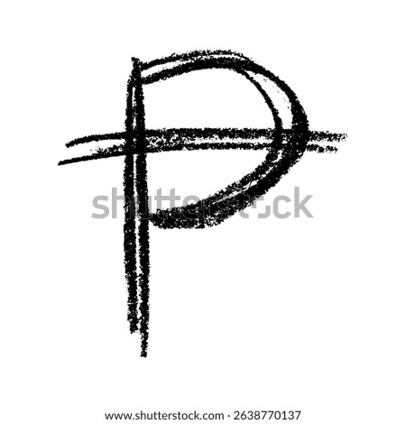Hand drawn peseta currency symbol. Brush stroke doodle. Single element for design