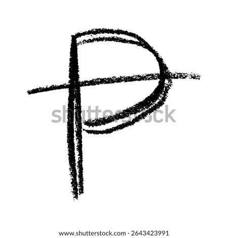 Hand drawn peseta currency symbol. Brush stroke doodle. Single element for design