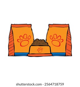 Hand drawn pet food illustration isolated. Suitable for presentation, web, graphic design needs 