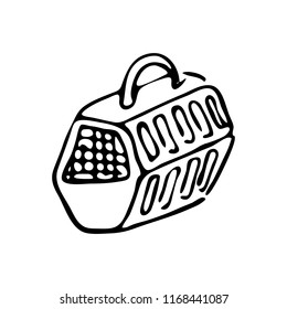 Hand drawn Pets transportation box doodle. Sketch pets icon. Decoration element. Isolated on white background. Vector illustration.