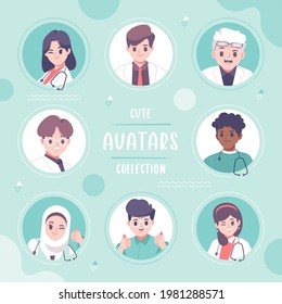 hand drawn pharmacist avatar collection vector design