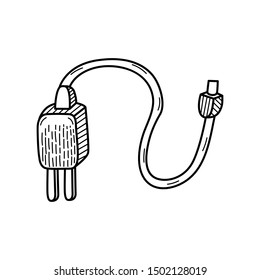 Hand drawn Phone Charge isolated on a white. Sketch. Vector illustration.