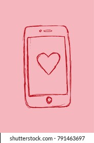 Vector Illustration Smartphone Incoming Call Heart Stock Vector