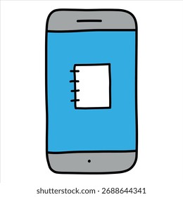 Hand drawn phone notepad app icon. Smartphone contacts app vector icon.
