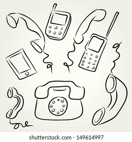 Hand drawn phone set