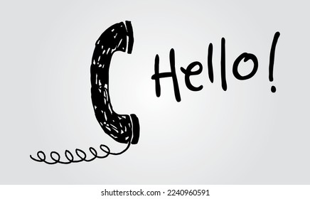 Hand drawn of  Phone . Hand drawn sketch in vector on white  paper background 