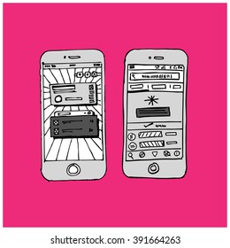 Hand Drawn Phone UI Wire Frame