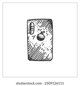 Hand drawn phone. Vector outline style illustration. Vintage engraving illustration isolated background.