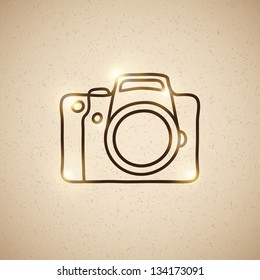 hand drawn photo camera on vintage background