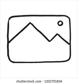 Hand drawn photo symbol doodle icon. Vector illustration