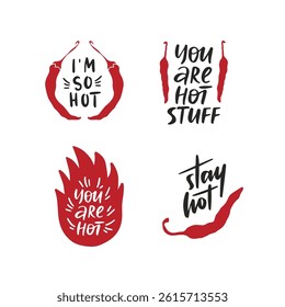 Hand drawn phrase with chili pepper. Vector lettering illustration isolated on white. Mexican hot spicy vegetable drawing. Saying for poster, kitchen decor, t shirt, banner, sticker.