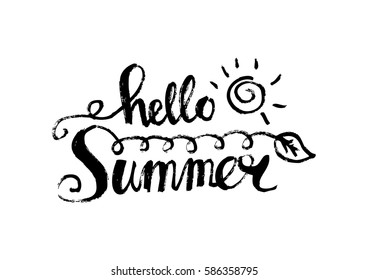 Hand drawn phrase Hello Summer.