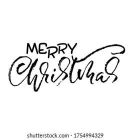 Hand drawn phrase Merry Christmas. Modern dry brush lettering design. Vector typography vector illustration.