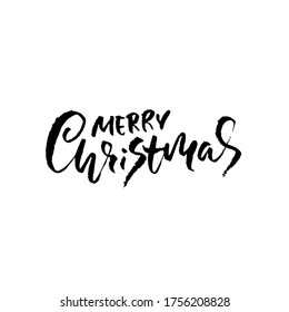 Hand drawn phrase Merry Christmas. Modern dry brush lettering design. Vector typography vector illustration.