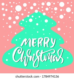 Hand drawn phrase Merry Christmas. Modern dry brush lettering design. Vector typography illustration.