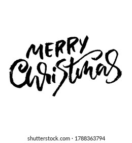Hand drawn phrase Merry Christmas. Grunge lettering design. Vector typography vector illustration.