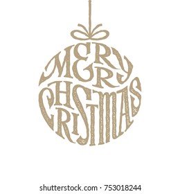 Hand drawn phrase Merry Christmas inscribed in a circle. Eps8. RGB. Organized by layers. Gradients free