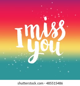 Hand Drawn Phrase Miss You Lettering Stock Vector (Royalty Free ...