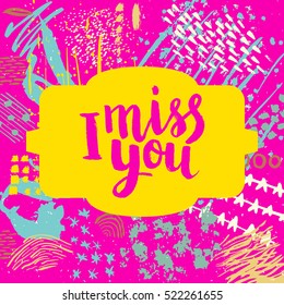 Hand Drawn Phrase Miss You Lettering Stock Vector (Royalty Free ...