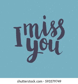 Hand Drawn Phrase Miss You Lettering Stock Vector (Royalty Free ...