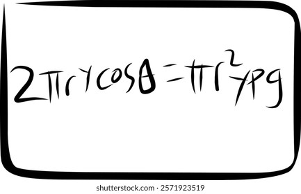 hand drawn physics formula Pascal's law of capillarity