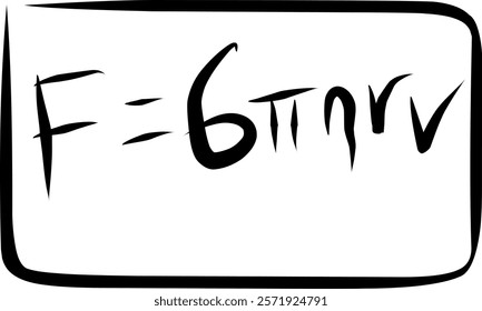 hand drawn physics formula Pascal's law of fluid viscosity