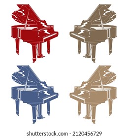 Piano Dibujado A Mano Aislado En Un Fondo Blanco. Ilustración de vectores de instrumentos musicales de piano
