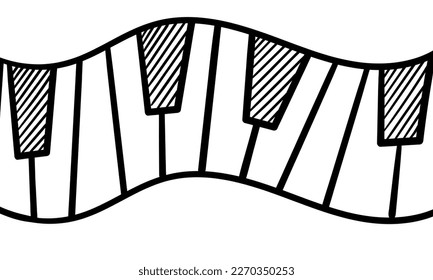 hand drawn piano keyboard on white background