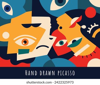 Hand drawn picasso style illustration