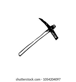 Hand drawn pickaxe. Sketch, vector illustration.