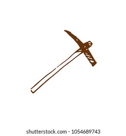 Hand drawn pickaxe. Sketch, vector illustration.