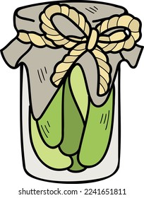 Hand Drawn pickle jar illustration isolated on background