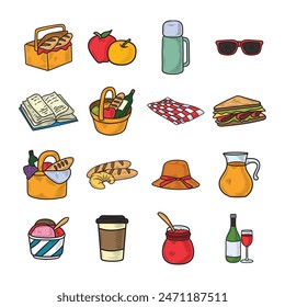 Hand Drawn Picnic Essentials Colored Set