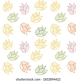Hand drawn picture. Autumn pattern. Colorful flowers. Printing. Chaos. Seamless