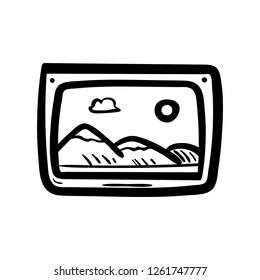 Hand drawn picture doodle icon. Hand drawn black sketch. Sign symbol. Decoration element. White background. Isolated. Flat design. Vector cartoon illustration.