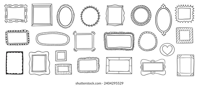 Handgezeichnete Bilderrahmen, doodeller Vektorset