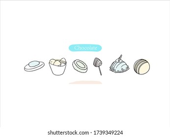 Hand drawn pictures. Cartoon Chocolate illustrations. Black and white pattern food elements. perfect for invitations, greeting cards, prints, posters.