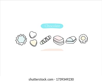 Hand drawn pictures. Cartoon Chocolate illustrations. Black and white pattern food elements. perfect for invitations, greeting cards, prints, posters.